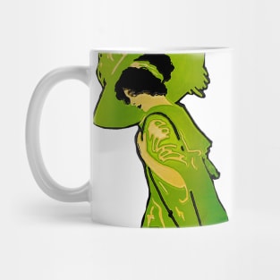 vintage girl in green dress Mug
